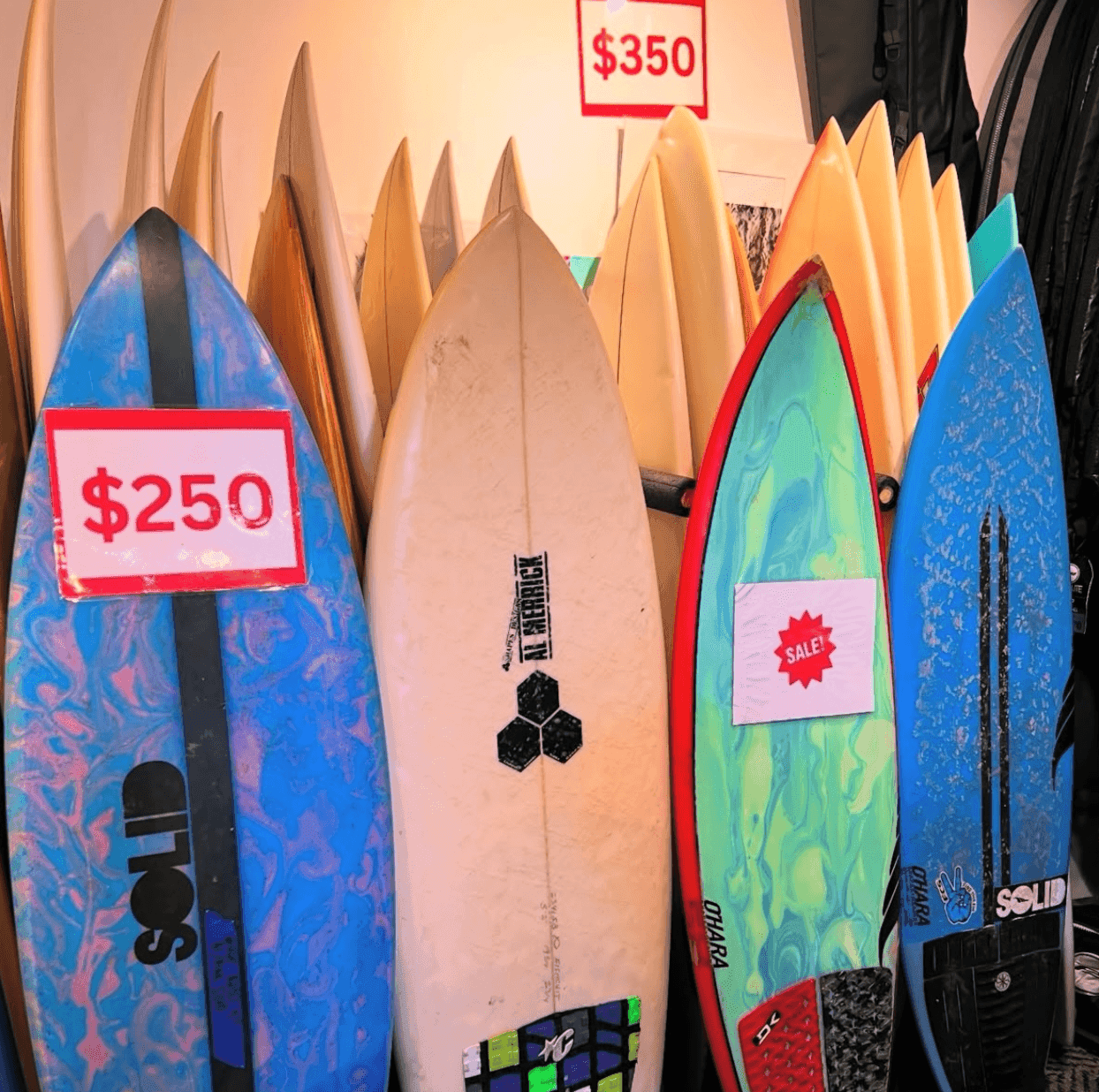 Strictly Surf shop interior with boards