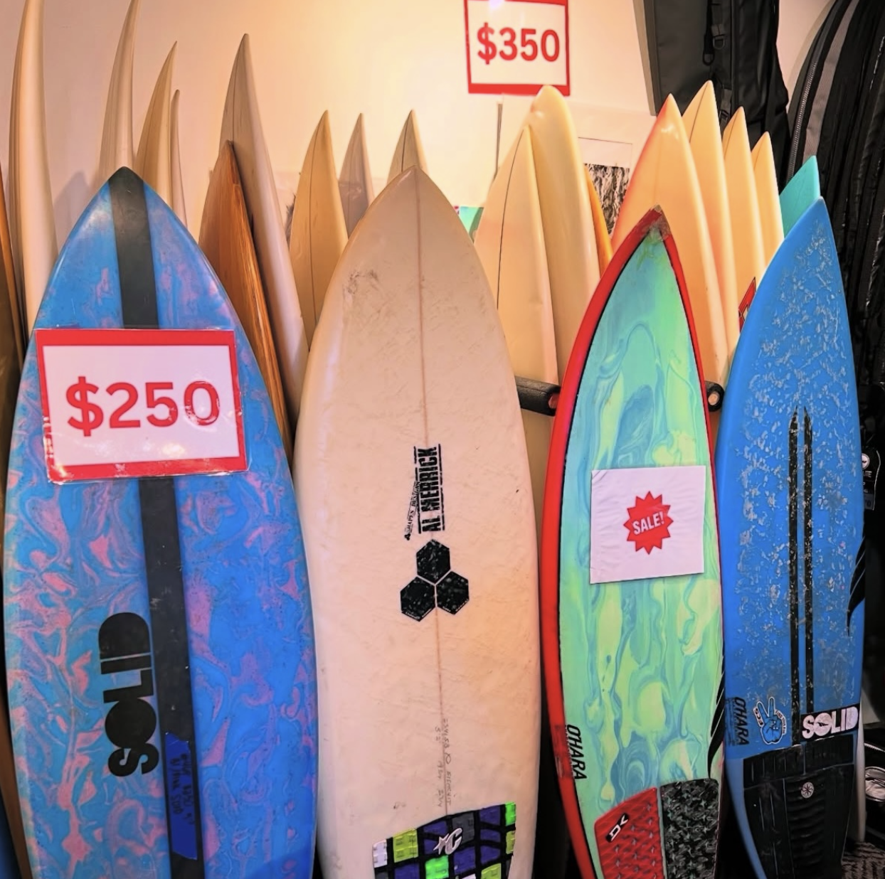 Strictly Surf shop interior with boards